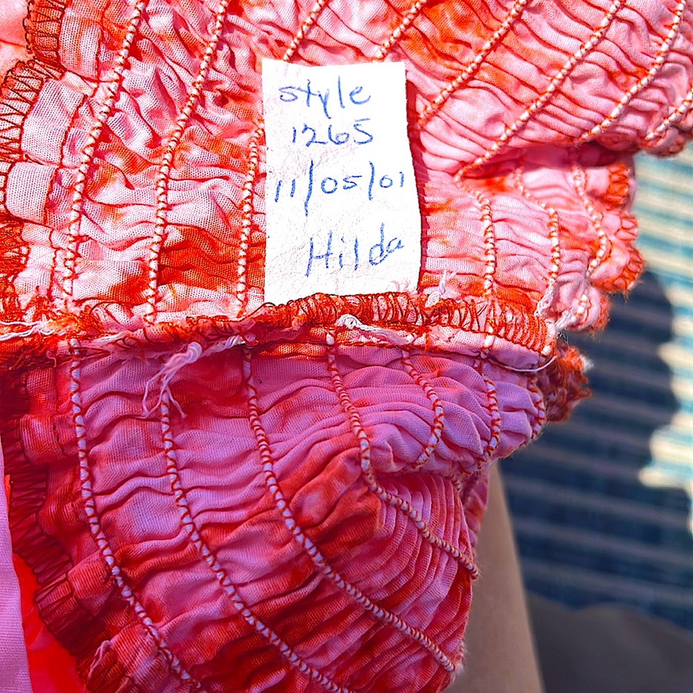 🚫Gifted Friends Hilda top peach & orange tie dye 100% cotton slim seer sucker - Picture 10 of 10